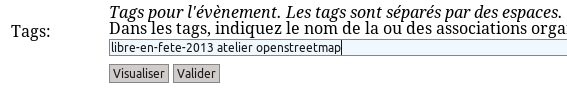 Capture
d'écran de la saisie dans l'Agenda du Libre